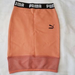 Puma Cropped Orange Bodycon Mesh Skirt
